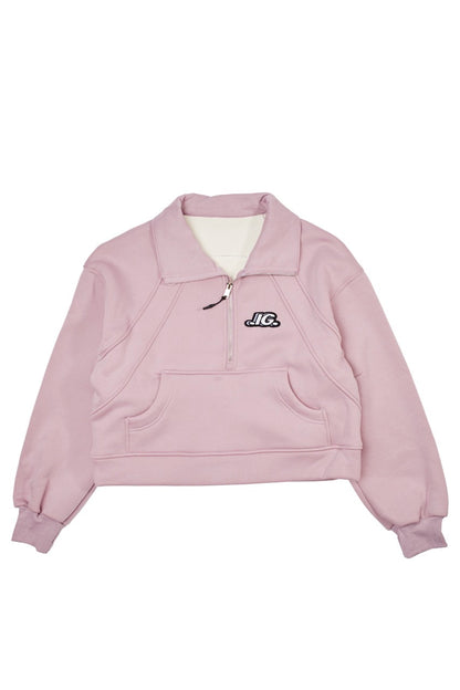 LOGO PATCH HALF ZIP SWEATSHIRT